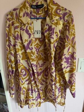 Zara Cream Jacket with Mustard & Purple Floral Print